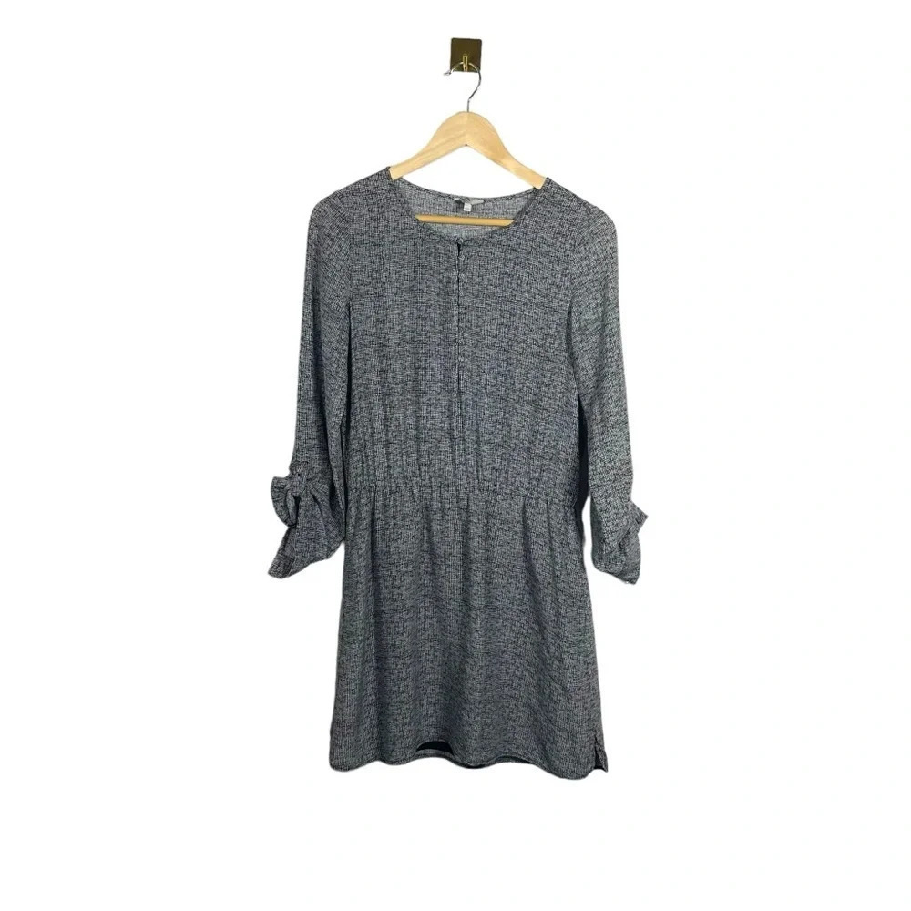 Joie 100% Silk Printed Long Sleeve Tunic Mini Dress Black White Size S